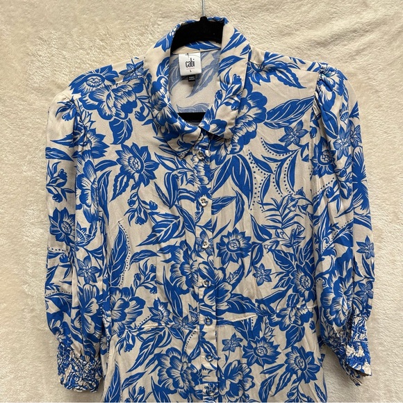 CAbi Athena Dress, Style 6149 women’s size large blue floral - Picture 6 of 12